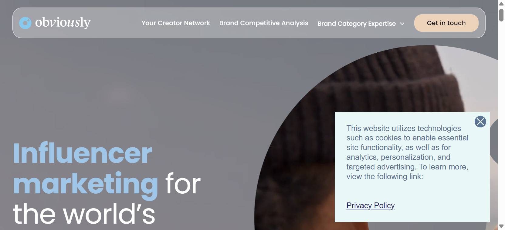Obviously homepage: 152K+ collaborations, 5B+ impressions, 425K+ pieces of content